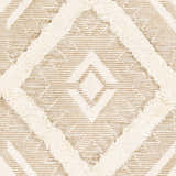 Close-up of the Goodridge Area Rug, cream and light brown rug with a geometric diamond pattern and hand tufted texture. Swatch