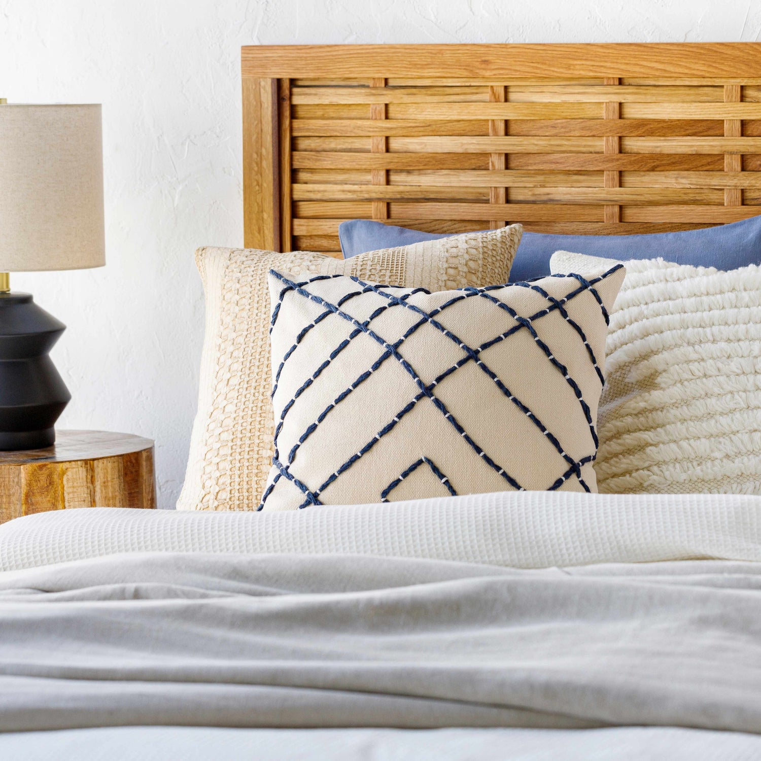 Gordo Navy Striped Throw Pillow