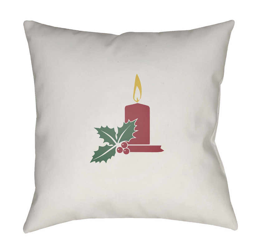 Grabouw Festive Candle White Outdoor Throw Pillow