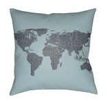 Graiguenamanagh Gray World Map Outdoor Throw Pillow