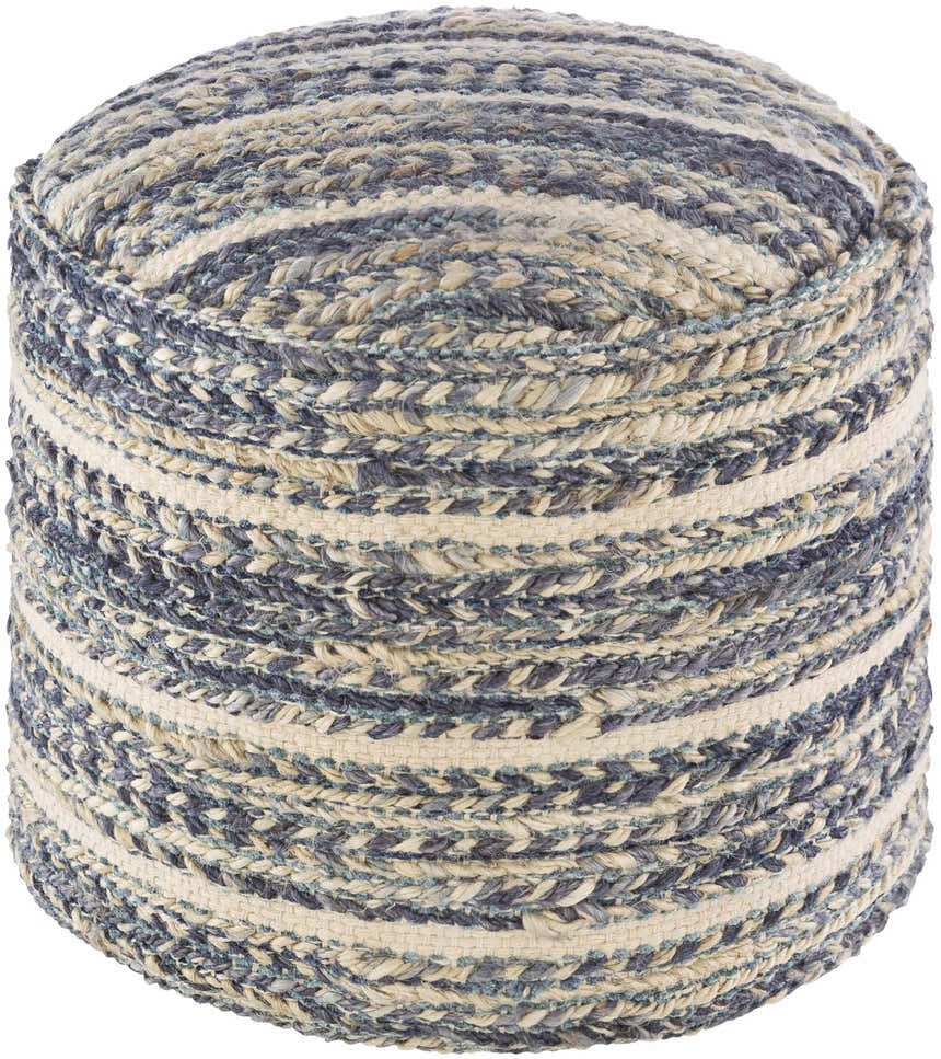 Grayville PTeal Hand Woven Jute Cylindrical Pouf