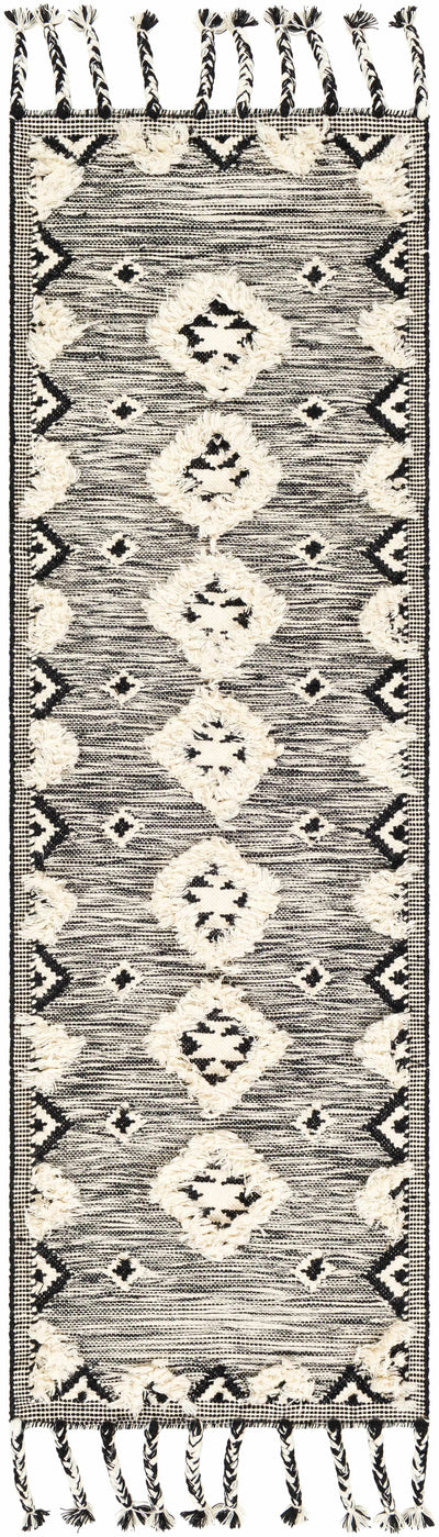 Gardner Cream on Gray Wool Tassel Rug - Clearance