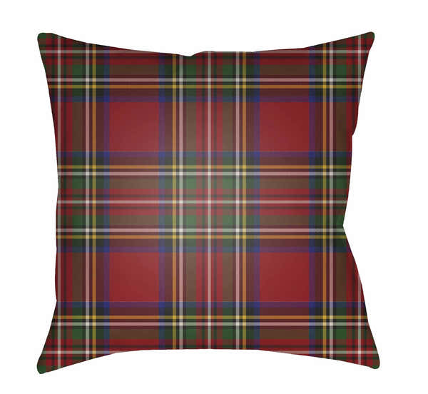 Gardere Red Plaid Square Accent Outdoor Pillow