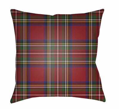 Gardere Red Plaid Square Accent Pillow