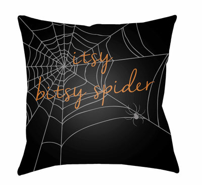 Halloween Black Itsy Bitsy Spider Web Throw Pillow