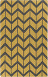 Close-up of Groves Area Rug. Hand-woven wool rug in charcoal and mustard chevron pattern. Contemporary, farmhouse style. Design-Rectangle-58