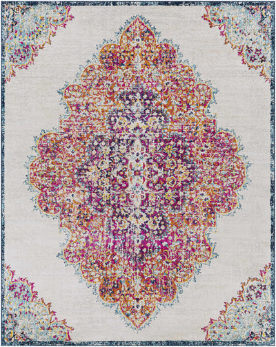 Guelph 9x12 Magenta&Cream Medallion Rug - Clearance