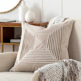 Gueydan Light Beige Square Throw Pillow