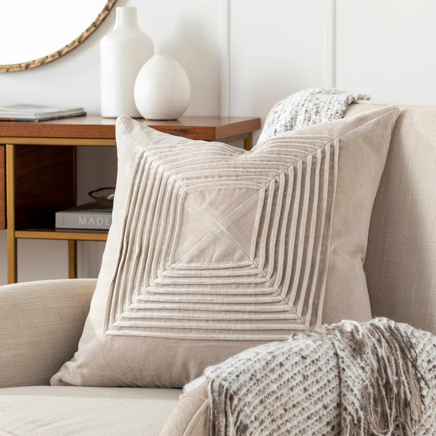 Gueydan Light Beige Square Throw Pillow