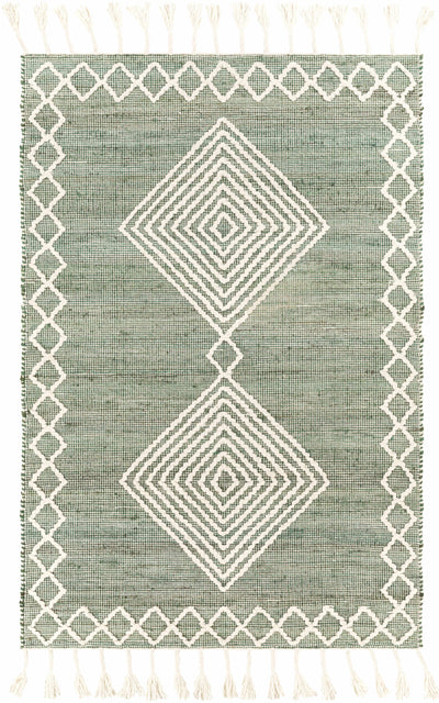 Guiuan Green Jute&Wool Tasseled Rug