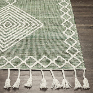 Guiuan Green Jute&Wool Tasseled Rug