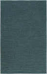 Close-up of the hand-knotted Guyton Area Carpet. Dark blue and teal rug with a subtle horizontal line pattern. Design-Rectangle-58