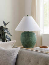 Yoyia Green Solid Linen Table Lamp