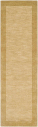 Bordered Solid Camel Yellow Wool Rug