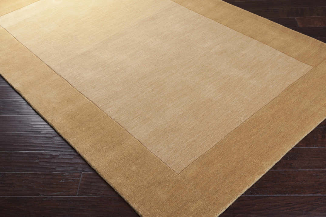 Bordered Solid Camel Yellow Wool Rug – Boutique Rugs