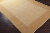 Bordered Solid Camel Yellow Wool Rug