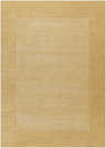 Close-up of a hand-loomed Bordered Solid Camel Yellow Wool Rug featuring a simple, contemporary design. Design-Rectangle-811