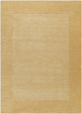 Bordered Solid Camel Yellow Wool Rug