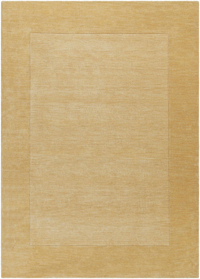 Bordered Solid Camel Yellow Wool Rug