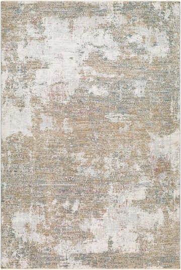 Close-up of the Hazan Thick Luxe Boutique Rug. Abstract design in cloud gray, dark brown, and light gray tones. Design-Rectangle-7696