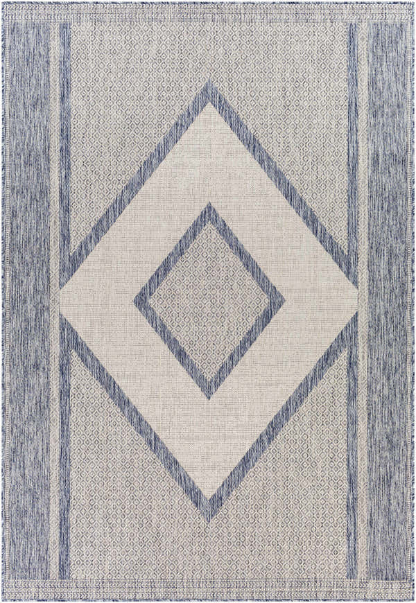 Close-up of Hazar Gray Area Rug featuring a geometric diamond pattern in dark gray, ink, and natural gray. Design-Rectangle-537