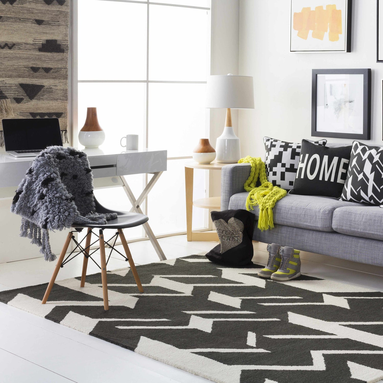 Dyersburg Black&White Geometric Accent Pillow - Clearance