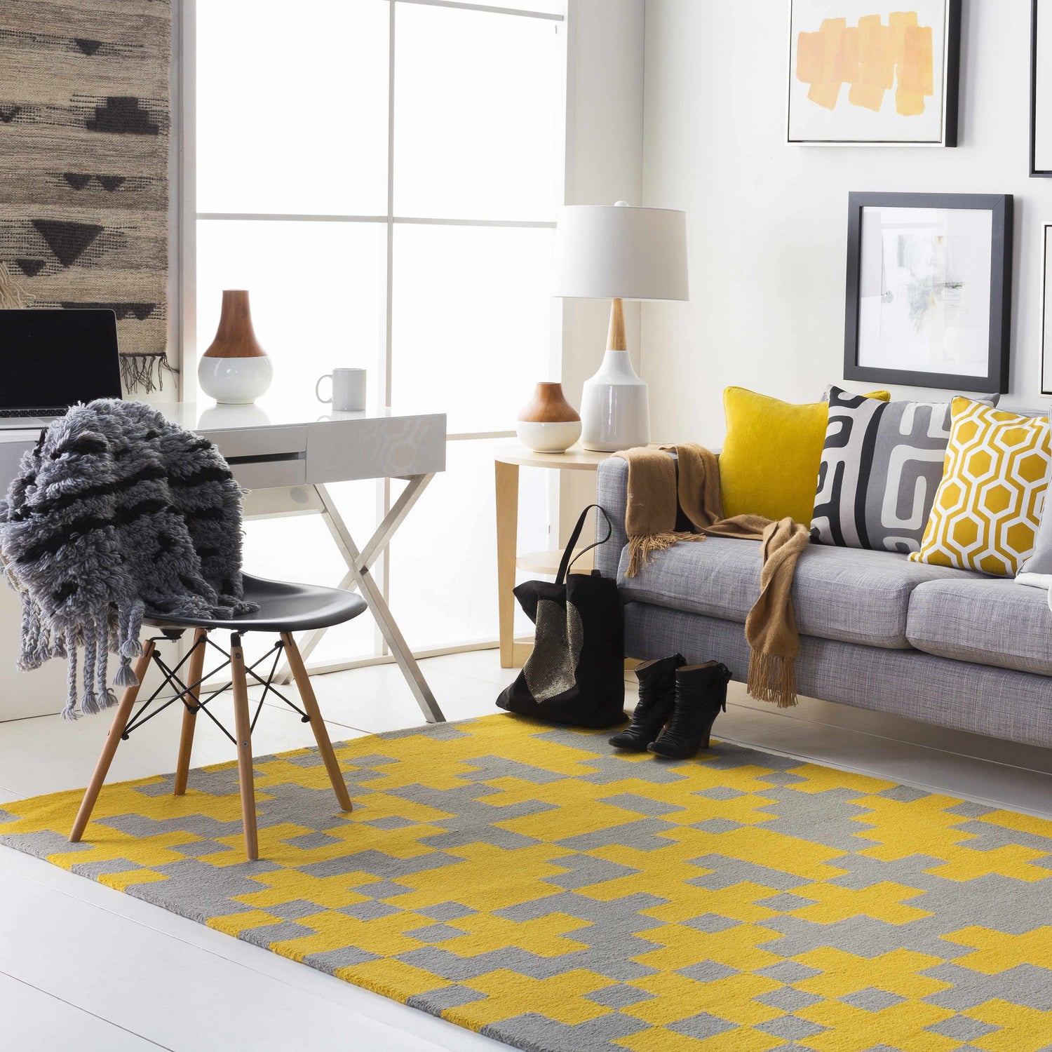 Pearlington Yellow Honeycomb Accent Pillow - Clearance