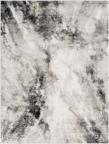 Close-up of the Contemporary Marble Area Rug showcasing its black, gray, and ivory abstract pattern. Design-Rectangle-71010