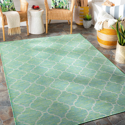 Unique Outdoor Trellis Area Rug, Lime Green - Clearance
