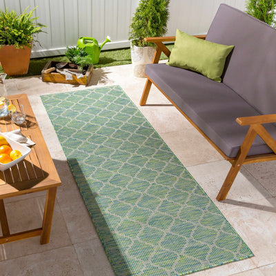 Unique Outdoor Trellis Area Rug, Lime Green - Clearance