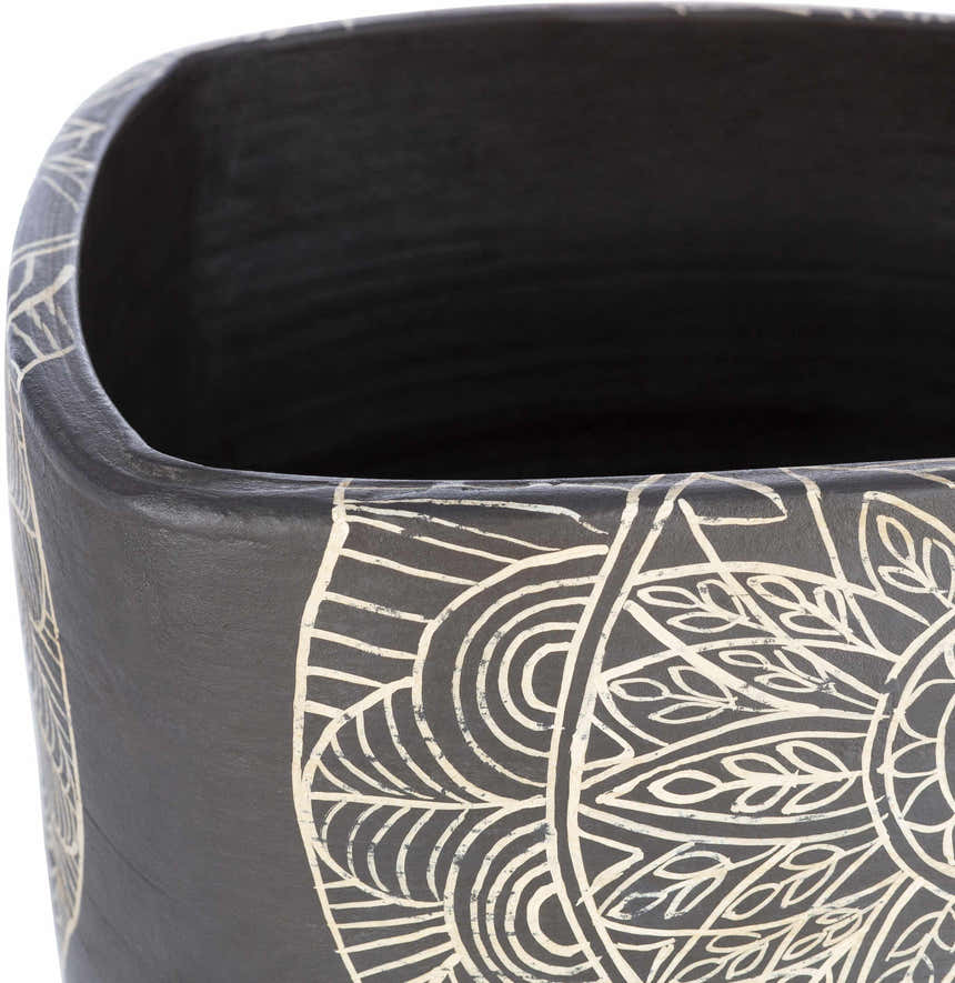 Hearst Terracotta Geometric Black Planter - Clearance