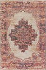 Detailed Heaton Red Medallion Area Rug with Persian-style design in red, blue, and brown tones. Clearance rug. Design-Rectangle-576