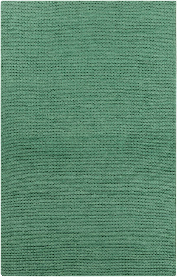 Close-up of the hand woven Herod Area Rug. Green wool rug with a traditional, transitional style and subtle texture. Design-Rectangle-58