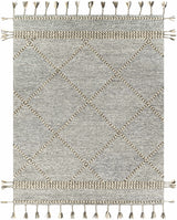 Hertfordshire Gray Trellis Tassel Wool Rug - Clearance