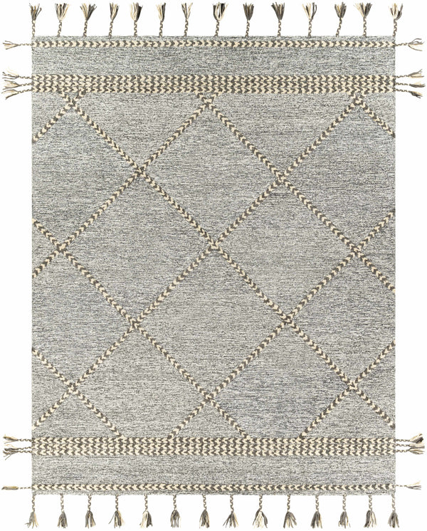 Hertfordshire Gray Trellis Tassel Wool Rug - Clearance