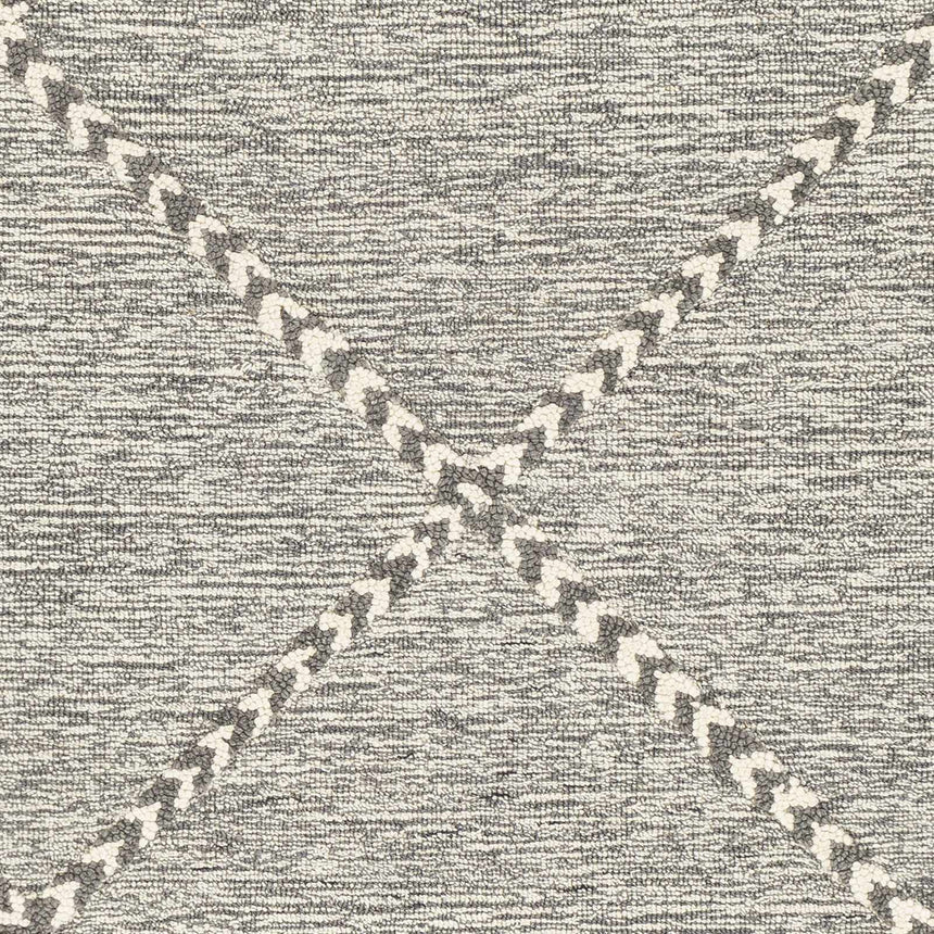 Hertfordshire Gray Trellis Tassel Wool Rug - Clearance