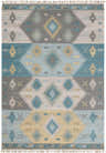 Hand woven Heth Carpet in beige, blue, and charcoal. Farmhouse style wool rug with diamond and geometric pattern. Design-Rectangle-576