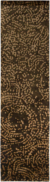 Close-up of the Pensacola 5x8 Brown Premium Wool&Viscose Rug, featuring a contemporary beige and brown spotted pattern. Design-Runner-2610