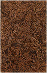 Close-up of the Pensacola 5x8 Brown Premium Wool&Viscose Rug. Features a contemporary abstract pattern in brown and camel tones. Design-Rectangle
