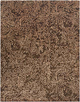 Close-up of the brown Pensacola rug, a premium wool and viscose rug with a subtle, dotted contemporary pattern. Design-Rectangle-811