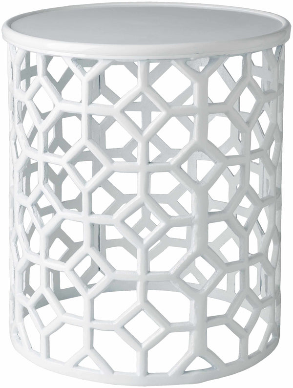 Hinunangan White Geometric Pattern End Table