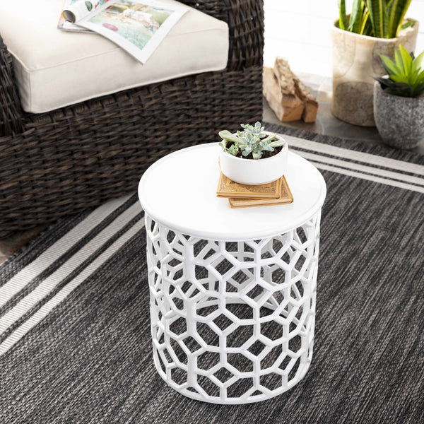 Hinunangan White Geometric Pattern End Table