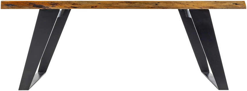 Hallenberg Rustic Wood Metal Legs Coffee Table