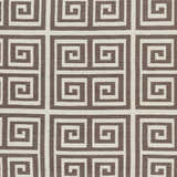 Close-up of the Hollytree Area Rug. Cream and dark red PVC rug with a contemporary geometric pattern. Hand woven texture. Swatch