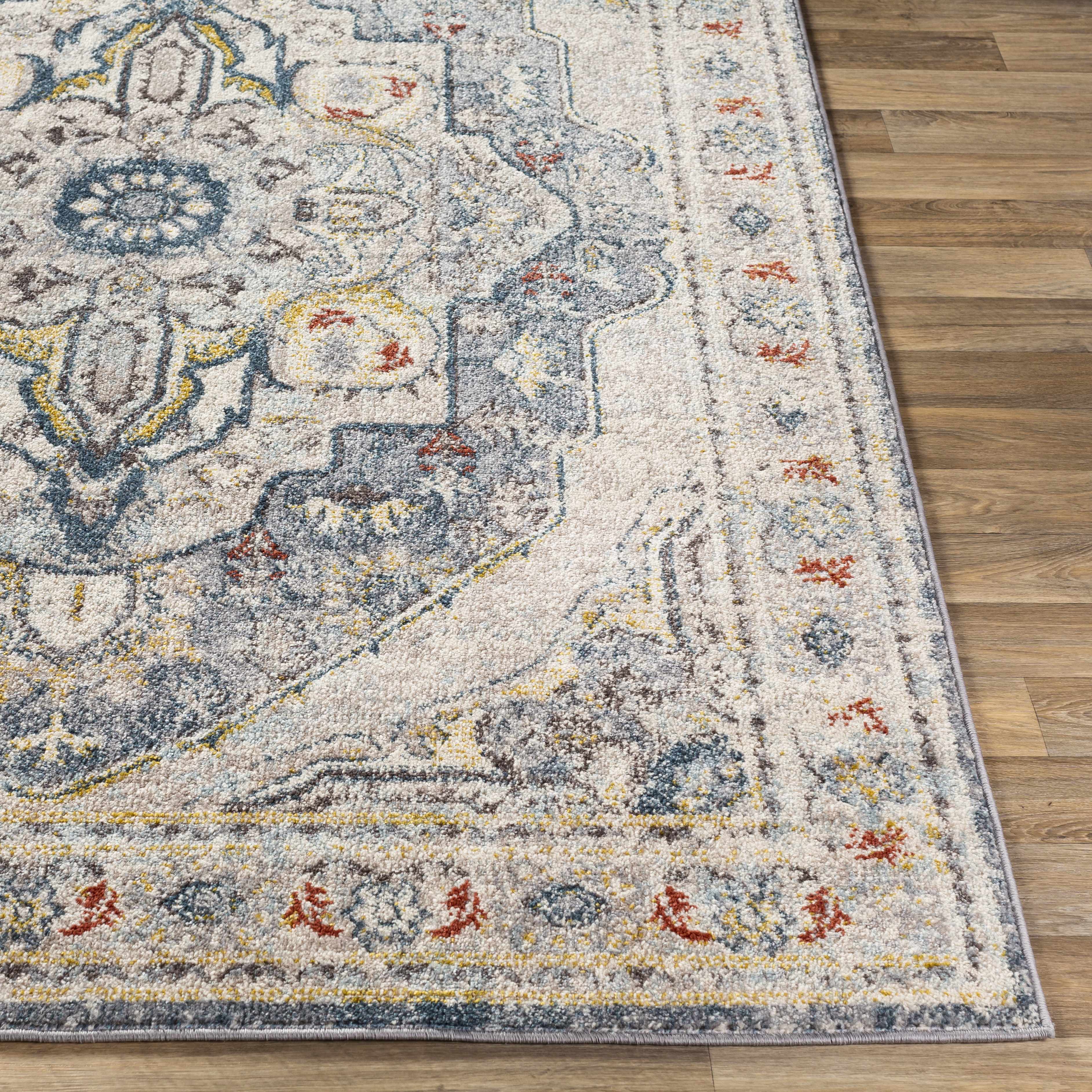 Straight-on shot of Hanna Area Rug - Clearance, providing a full look at the design. Traditional Area Rug Backing  