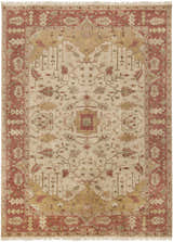Hand knotted Hobart Area Rug in brown, burgundy and mustard with traditional bohemian pattern. Design-Rectangle-811