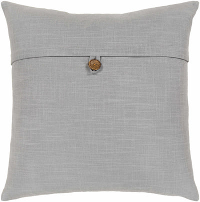 Hockley Gray Solid Button Throw Pillow
