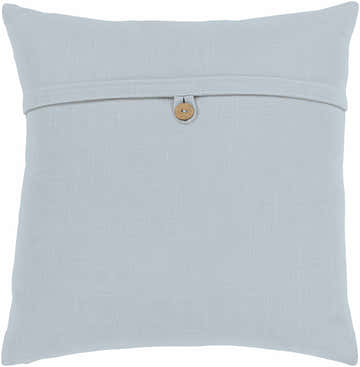 Holmfirth Pale Blue Solid Button Throw Pillow