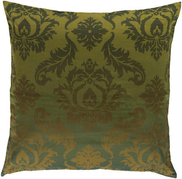 Holualoa Green Damask Square Accent Pillow - Clearance