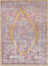 Horley Area Rug - Clearance. Traditional rug with gold diamond design and floral accents in pink, purple, and white. Design-Rectangle-5373